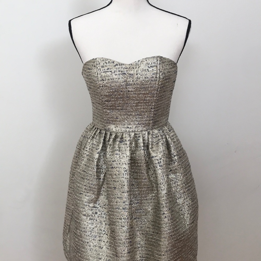 NWT strapless gold lurex minidress size XS - Picture 2 of 12